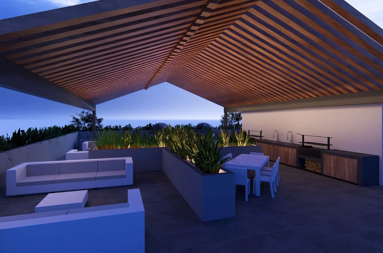Rooftop enCielo con jacuzzi y vista panorámica al mar en Torre A de enAlto